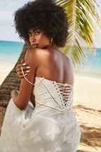 Romantische Maxi Jurk Met Corset Lacing En Bloemmotief