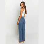 Modieuze Rechte Jeans voor Dames met Parels en Waterwas