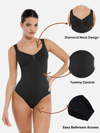 Seamless Sculpting Diamond Neck Brief Bodysuit