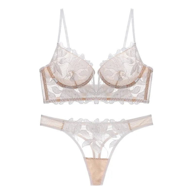 Eleonore | Luxe kanten lingerie set met transparante bloemenkant